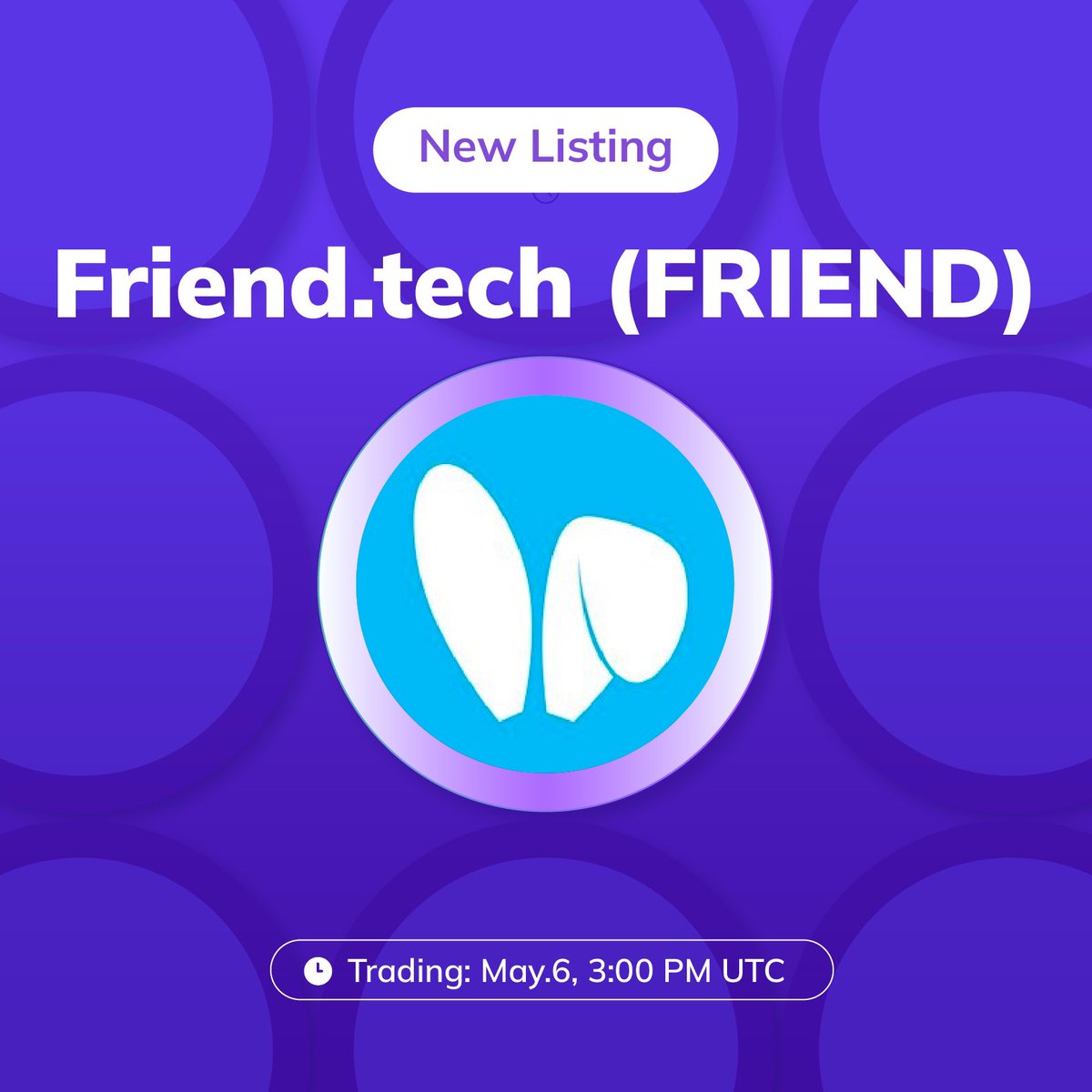 🎉AscendEX is thrilled to announce the @friendtech ( $FRIEND) listing under  the trading pair FRIEND/USDT. Details are as follows: ✓Deposit: Opened  ✓Trading: May. 6, 3:00 p.m. UTC ✓Withdrawal: May. 7, 3:00 p.m.