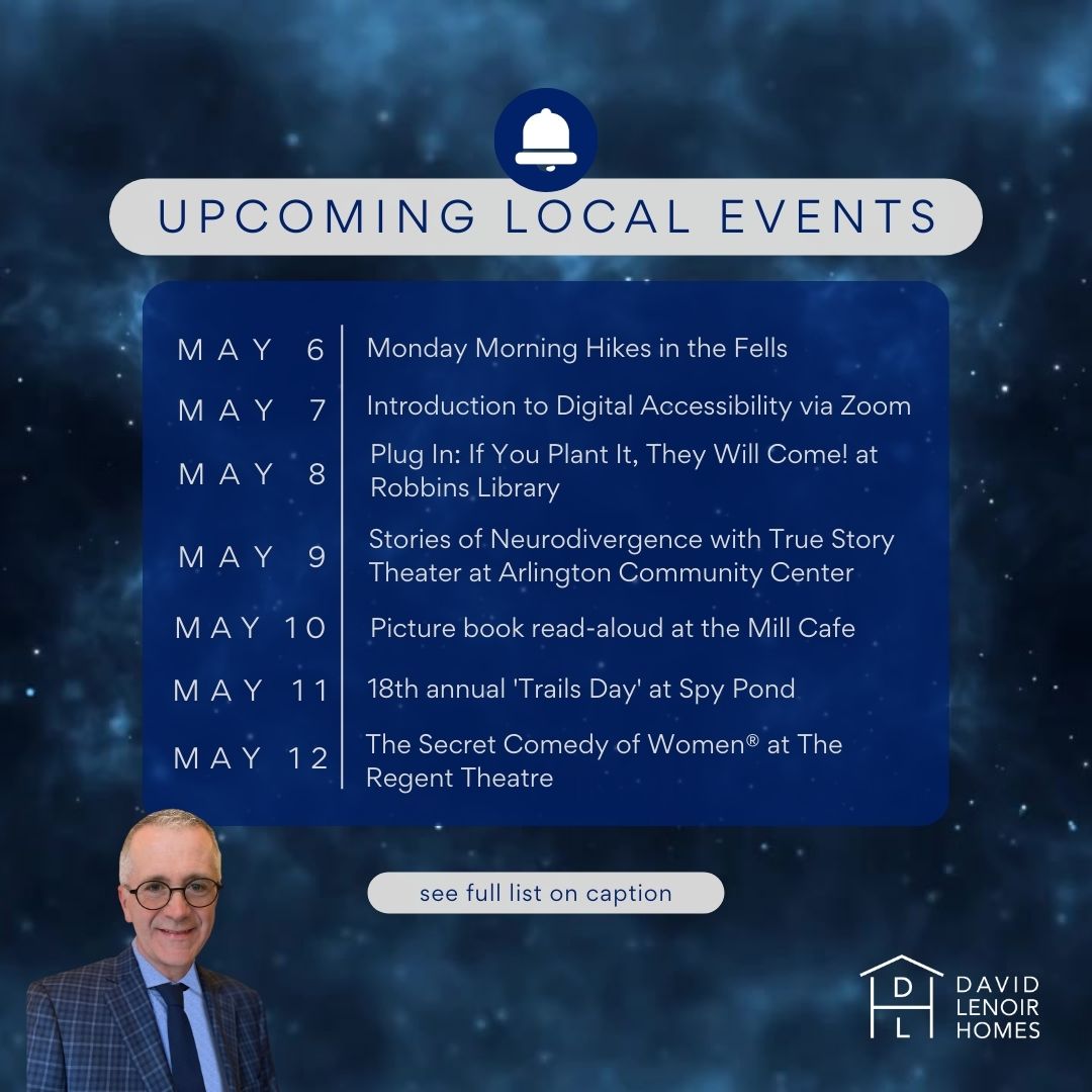 📅 Don't miss out on this week's local events in Arlington and the Greater Boston area! 
Tap the link below to explore the full calendar.
🌐davidlenoirhomes.com/about/local-ev…
#ArlingtonMA #DavidLenoirHomes #massachusetts #localevents #thingstodoinmassachusetts #davidlenoir #greaterboston