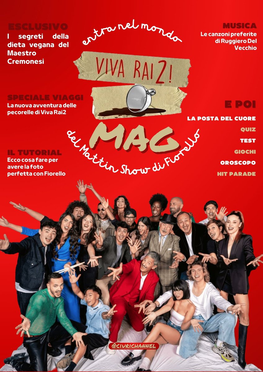 Vi presentiamo... Viva Rai2! Mag Per celebrare il successo di questi due anni di #VivaRai2 abbiamo creato una rivista fanmade con rubriche ispirate ai personaggi e alle gag più iconiche del mattin show di @Fiorello! Potete leggerlo gratuitamente qui⬇️ calameo.com/books/00765998…