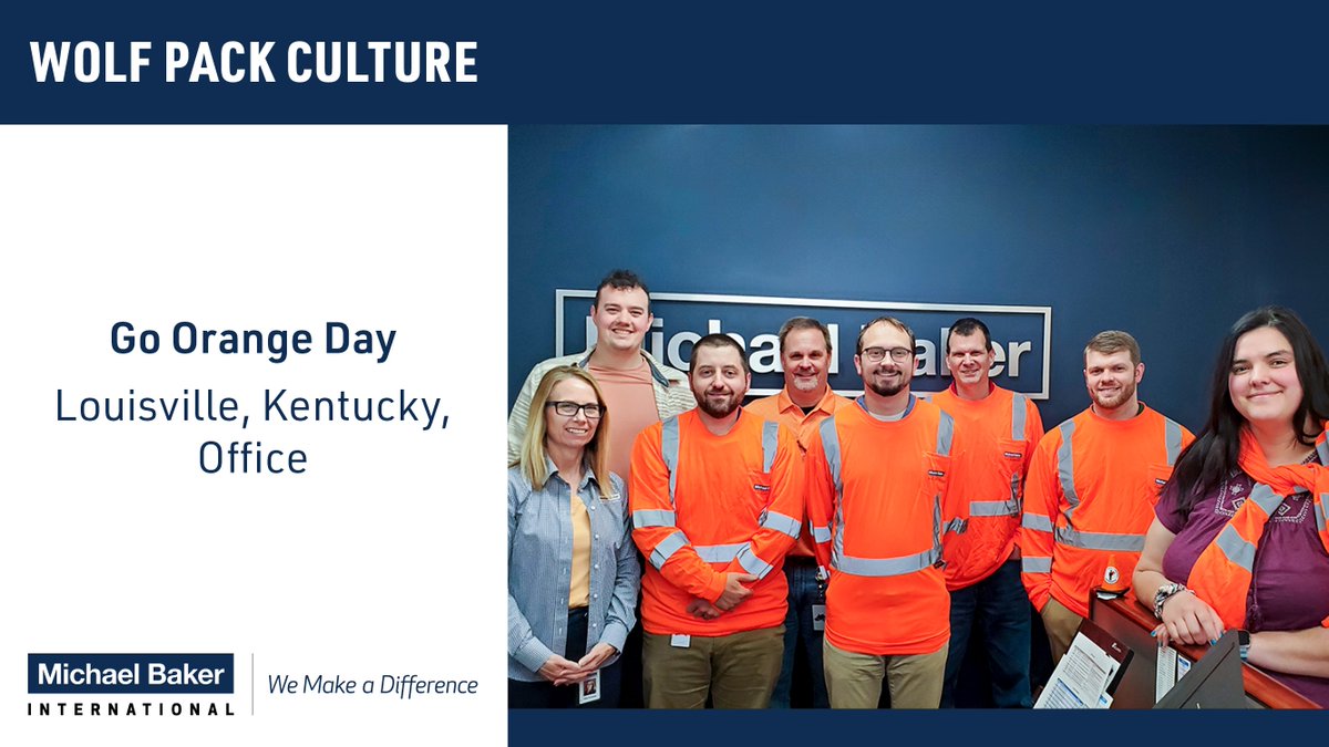 Colleagues from Michael Baker International’s Louisville, Kentucky, office recently celebrated Go Orange Day as part of National Work Zone Awareness Week (NWZAW).

#GoOrangeDay #RoadwaySafety