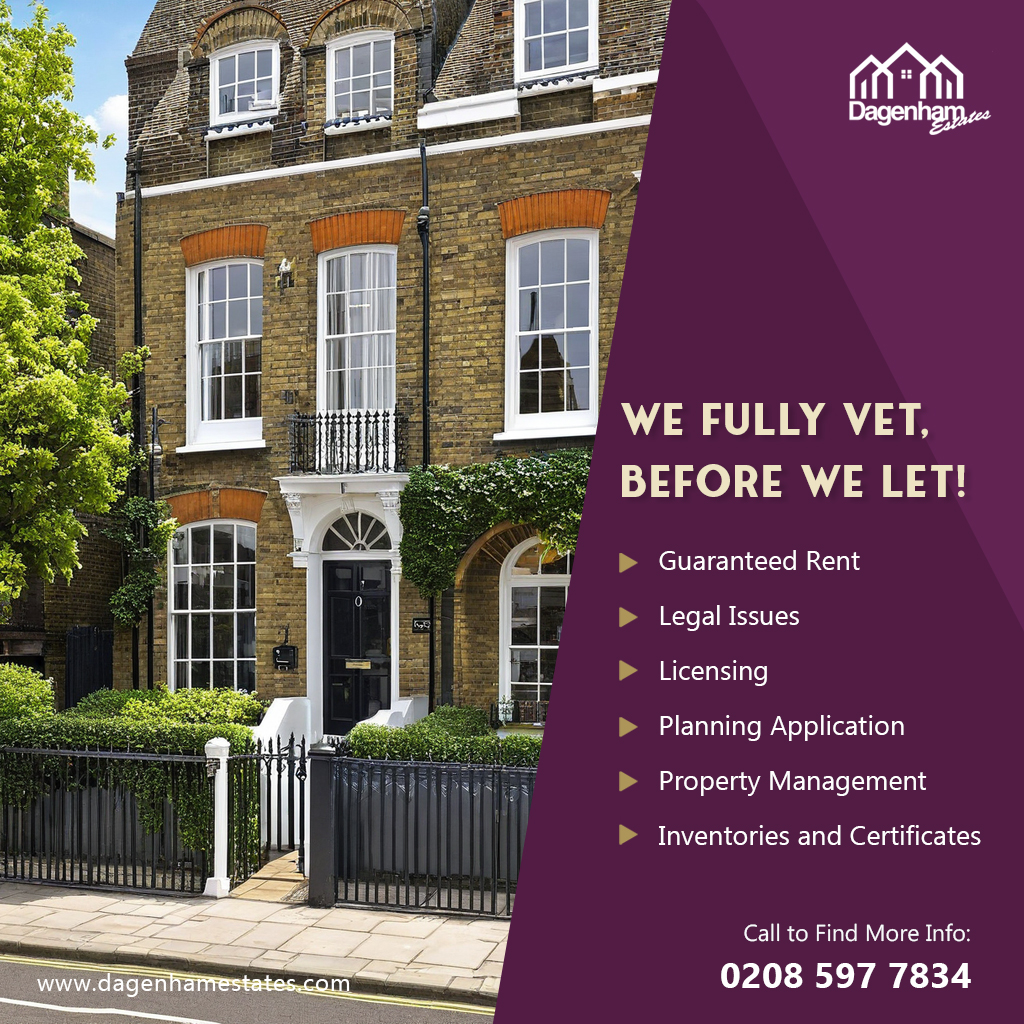 We Fully Vet, Before we Let!
Find peace of mind with our comprehensive tenant screening process.

dagenhamestates.com

#dagenhamestates #landlordservices #peaceofmind #tenantvetting #ukproperty #propertyinvestment #reliability #propertymanagement #londonproperty #property