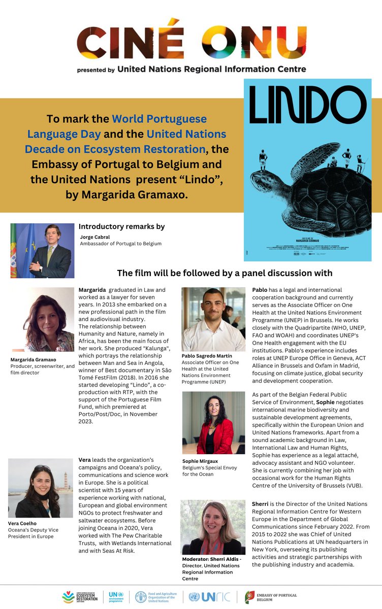 📢Only 1⃣day to go! To celebrate World #Portuguese Language Day & the UN Decade on #EcosystemRestoration, the Embassy of Portugal to Belgium & the @UNinBrussels present “Lindo”.  Join us tomorrow @cinemagaleries at 6PM!  Find out more about the screening👉bit.ly/44wc0PJ.