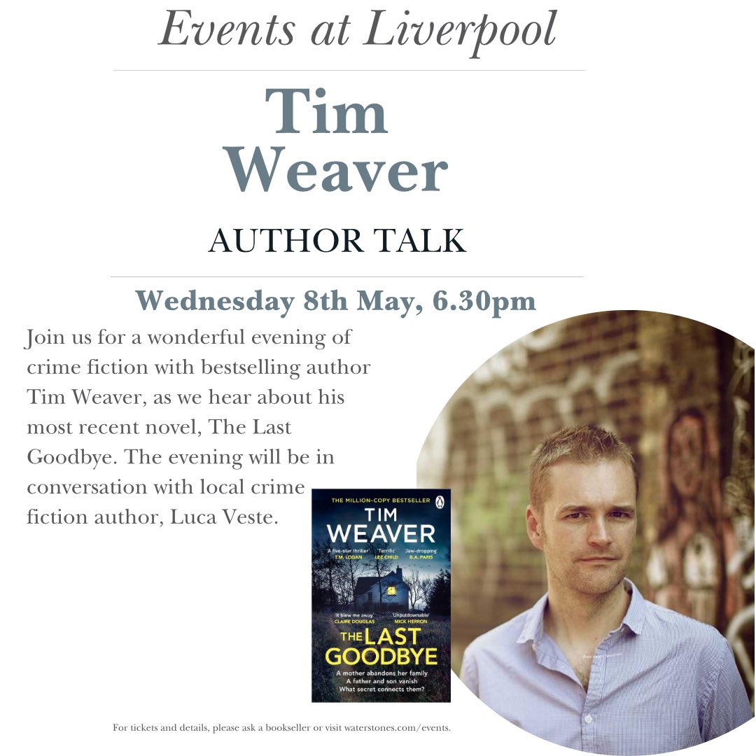 Join us this Wednesday when @TimWeaverBooks will be in-store talking about their new book! @LucaVeste @PenguinUKBooks eventbrite.co.uk/e/an-evening-w…