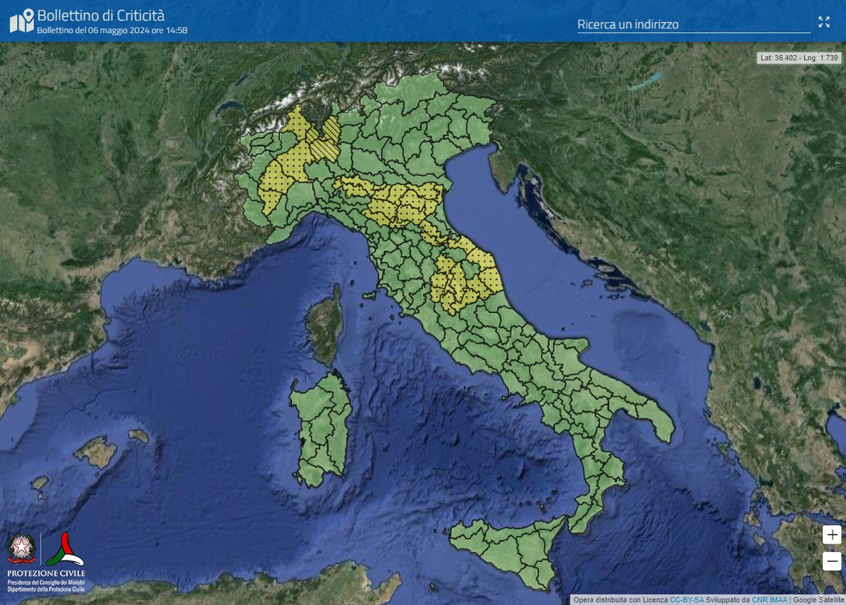 📅 Martedì #7maggio
🔔🟡 #allertaGIALLA in 5 regioni
🔎 Consulta il bollettino di allerta meteo-idro 👉 bit.ly/AllertaMeteoId…
#protezionecivile