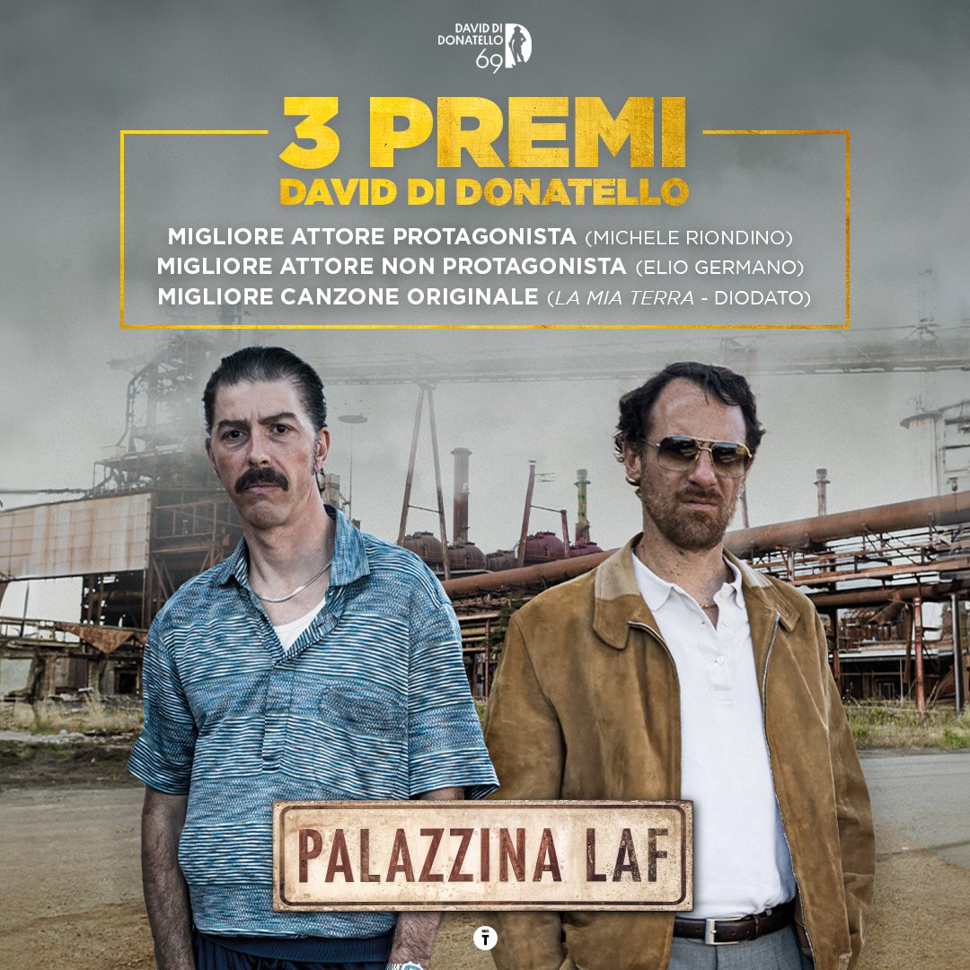 Ancora congratulazioni al cast tecnico e artistico di #PalazzinaLAF, premiato ai #DavidDiDonatello con 3 statuette e candidato in 5 categorie. #David69 @PremiDavid