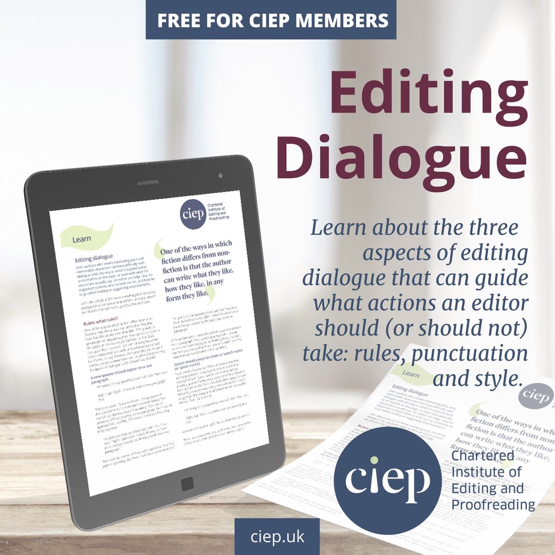 FREE FOR CIEP MEMBERS! When editing dialogue, how far should you go in suggesting improvements? Stephen Cashmore looks at three aspects of editing dialogue that can guide what actions you should (or should not) take: rules, punctuation and style. 👉 👉 👉 ciep.uk/resources/fact…