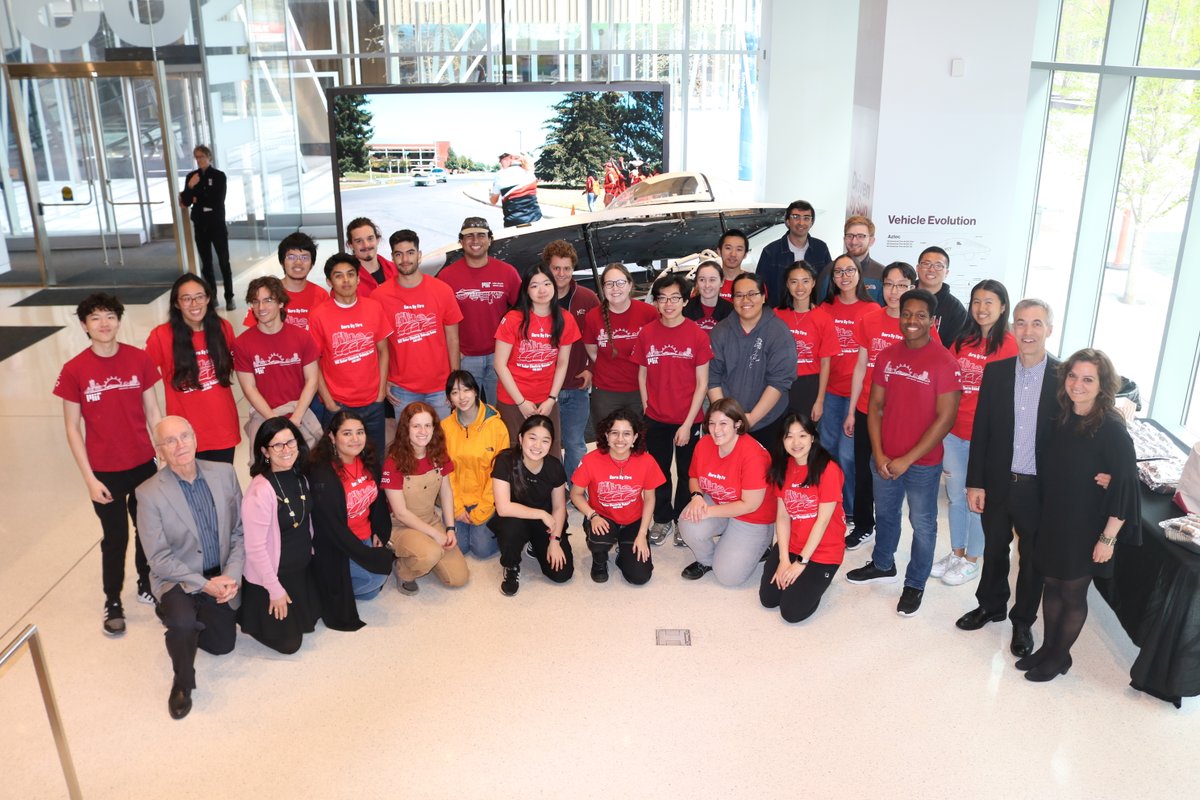 Last Saturday, the @mitSolarCar community congregated at the @MITMuseum to celebrate the display of Nimbus, now showcased on the museum's first floor. James Worden ’89, founder of the Solar Electric Vehicle Team, delivered a speech recounting the team's inception in 1985.