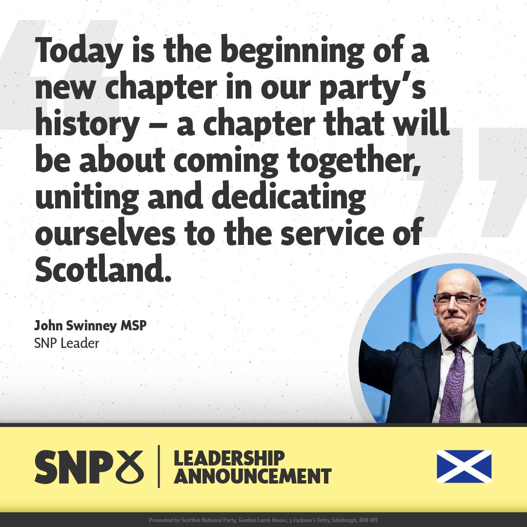 👇 @JohnSwinney sets out our vision for a new chapter in both the SNP's history and Scotland's future. 🏴󠁧󠁢󠁳󠁣󠁴󠁿 We are a party and government willing to work with all others to better our economy, create jobs, improve our NHS and deliver a fairer nation for future generations.