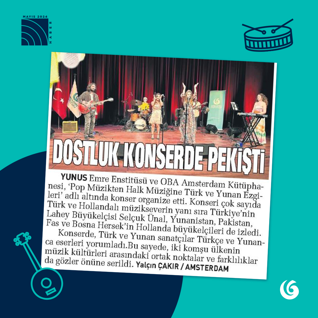 #BasındaBiz @sabah Yunus Emre Enstitüsü ve OBA iş birliğiyle 'Pop Müzikten Halk Müziğine: Türk ve Yunan Ezgileri' konseri organize etti. #yunusemreenstitüsü