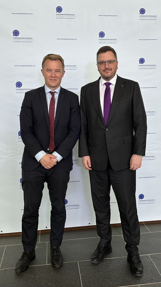 Markiyan Kliuchkovskyi (@mkliuch) on Twitter photo It was a pleasure to meet with <a href="/akravik79/">Andreas Motzfeldt Kravik</a>, State Secretary at <a href="/NorwayMFA/">Norway MFA</a>, in the margins of the 5th European Conference in #Kristiansand and discuss <a href="/RD4U_claims/">Register of Damage for Ukraine (RD4U)</a> and the work on a #CompensationMechanism for 🇺🇦.
We are privileged to have 🇳🇴among our closest friends and are very It was a pleasure to meet with <a href="/akravik79/">Andreas Motzfeldt Kravik</a>, State Secretary at <a href="/NorwayMFA/">Norway MFA</a>, in the margins of the 5th European Conference in #Kristiansand and discuss <a href="/RD4U_claims/">Register of Damage for Ukraine (RD4U)</a> and the work on a #CompensationMechanism for 🇺🇦.
We are privileged to have 🇳🇴among our closest friends and are very