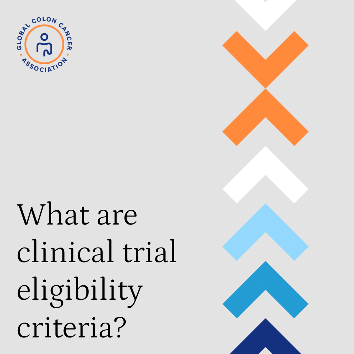 Eligibility criteria are the requirements defined for a person to participate in a clinical trial. Inclusion criteria are the characteristics that potential clinical trial participants must have to be included in the study. gcca.info/Cta_eligibility