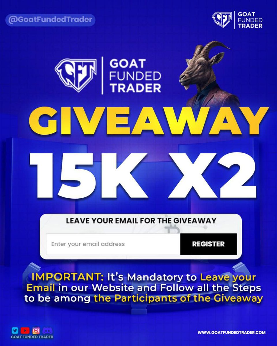🚨 GIVEAWAY ALERT!

🔹 2 × $15K Accounts 🔹

🌟Rules : 

🔹Must follow : 
@EdwardXLreal @GoatFunded @MTJsoftware @GoatFundedASIA

🔹Like, retweet and tag 3 friends 

⏰Ends in 5 days!