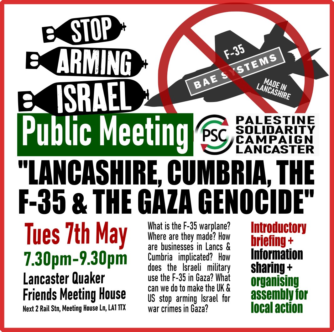 Today the Israeli military began its attack on Rafah, bombing the tent cities of 1.5 million hungry & homeless refugees. Where do the warplanes it is using for this genocidal war come from? What action can we take to make the US & UK #StopArmingIsrael? Find out at this meeting