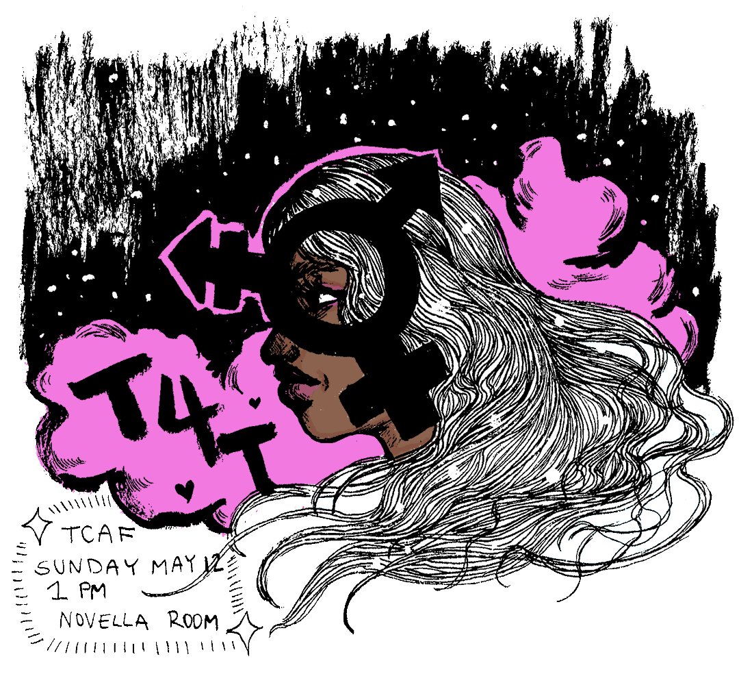 Join me Sunday! Novella Room 1:00 PM - T4T  is a panel that creates space for Trans cartoonists to speak to their creative process, influences and whatever their heart desires. Moderated by me with guests Blue Delliquanti, Morgan Sea, Leo  Covault, Aria Villafranca, Beena Mistry