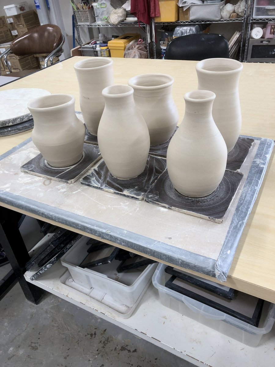 bobstack's tweet image. Classical shapes. This morning’s creations. #clay #pottery