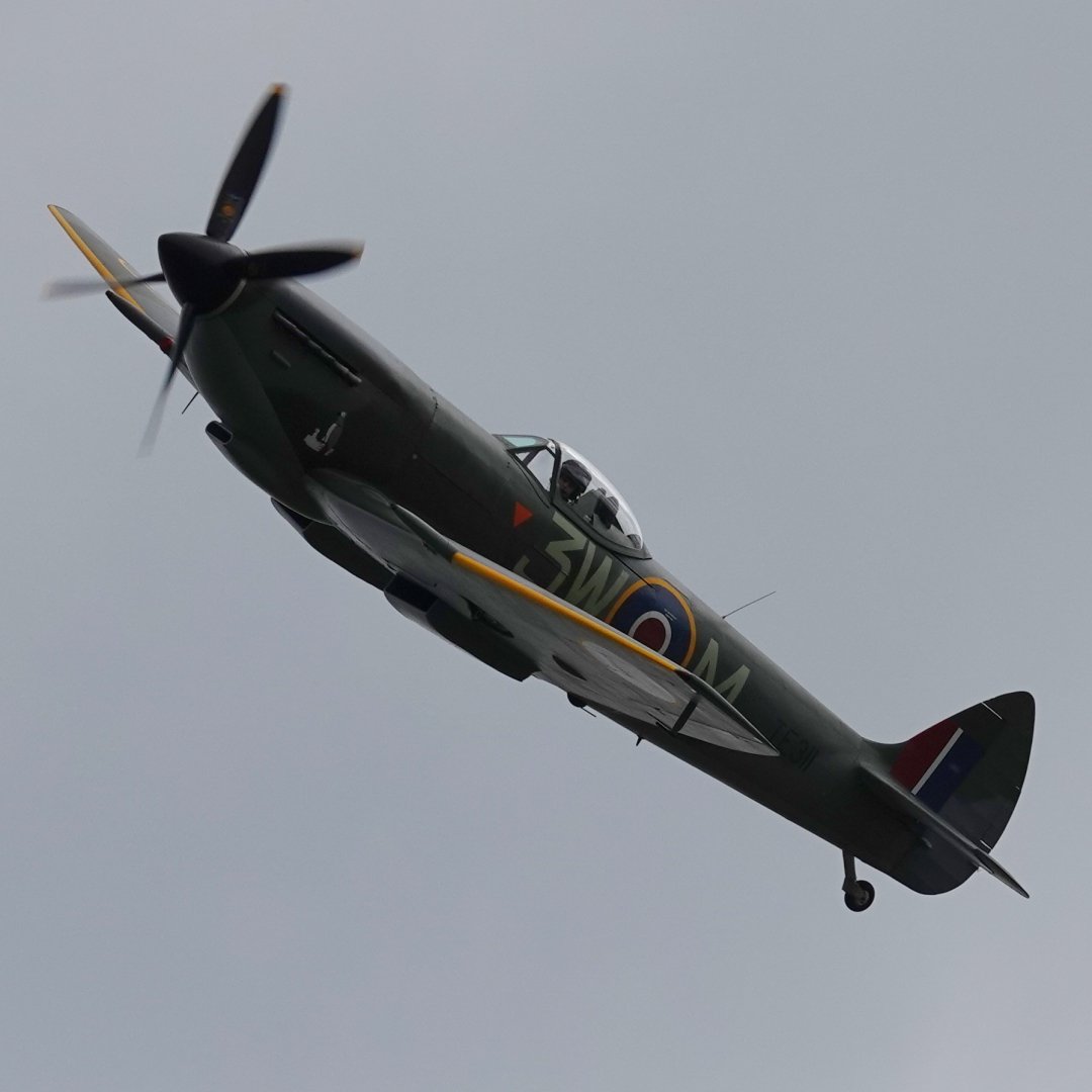 RAF BBMF Supermarine Spitfire Mk.XVI TE311 performing a flypast at the South Yorkshire Aircraft Museum for the opening of the Northern Battle of Britain Memorial 5.5.24. #raf #royalairforce #bbmf #rafbbmf #supermarine #supermarinespitfire #spitfire #supermarinespitfiremk16