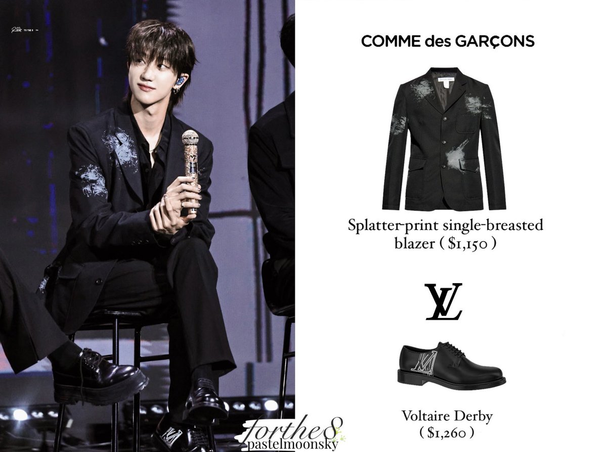 240504 #HaoOOT for SVT Right Here - GV event

Jacket | Comme des Garcons Splatter print single-breasted blazer
Shoes | @LouisVuitton Voltaire Derby

📷@/RoadtoThe8 

#디에잇 #THE8 #徐明浩 #ミンハオ #Seventeen 
#서명호 #Minghao #17The8_Fashion #LouisVuitton