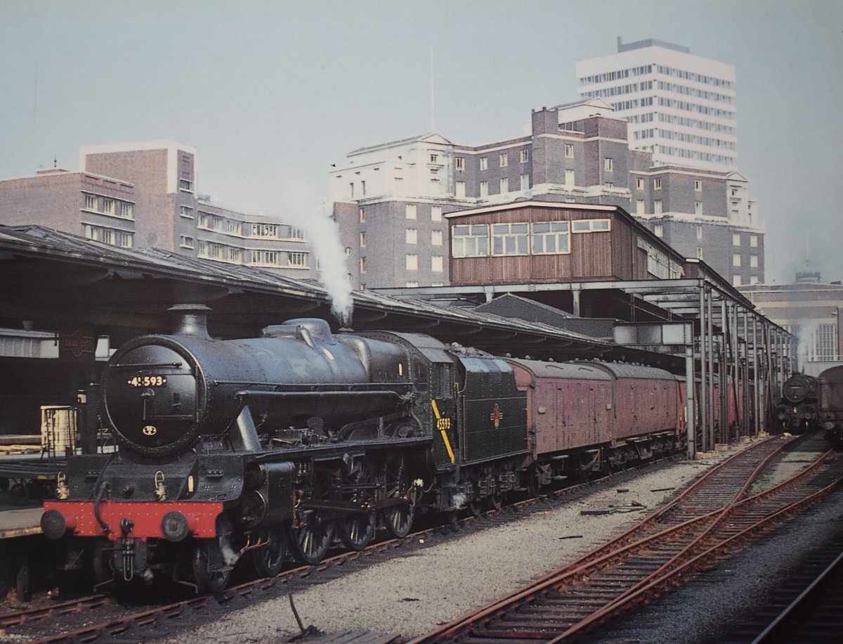 Jubilee 45593 'Kolhapur' waits at #Leeds station with a van train for Wavertree near #Liverpool 
Date: 19th September 1966
📷 Photo by Gavin Morrison
#steamlocomotive #1960s #Yorkshire #BritishRailways