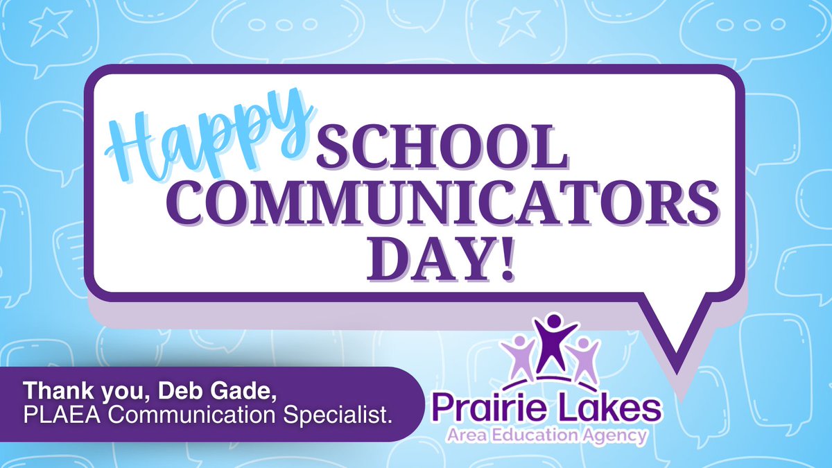 It's School Communicators Day! We're sending a shoutout to all those who tell the stories for the districts #PLAEA serves.

An extra special shoutout goes to Deb Gade, our Communication Specialist at PLAEA. Thank you for all you do! 💫#EveryDayAtPLAEA