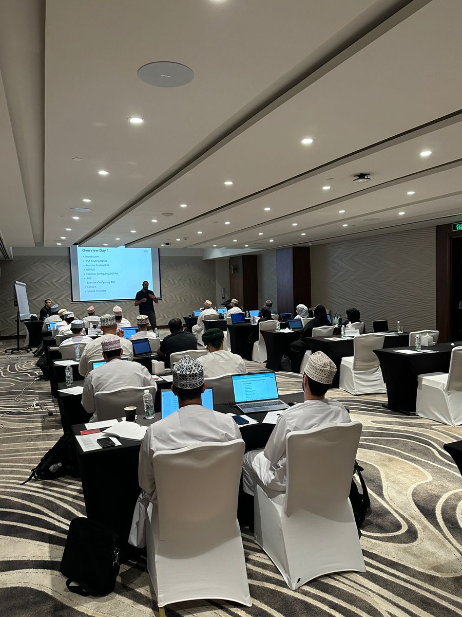 We recently delivered a productive training course on #IPv6 in Muscat. Thank you to those who joined in, and a big thank you to the Telecommunications Regulatory Authority in Oman (@TRA_OMAN) for hosting this event!