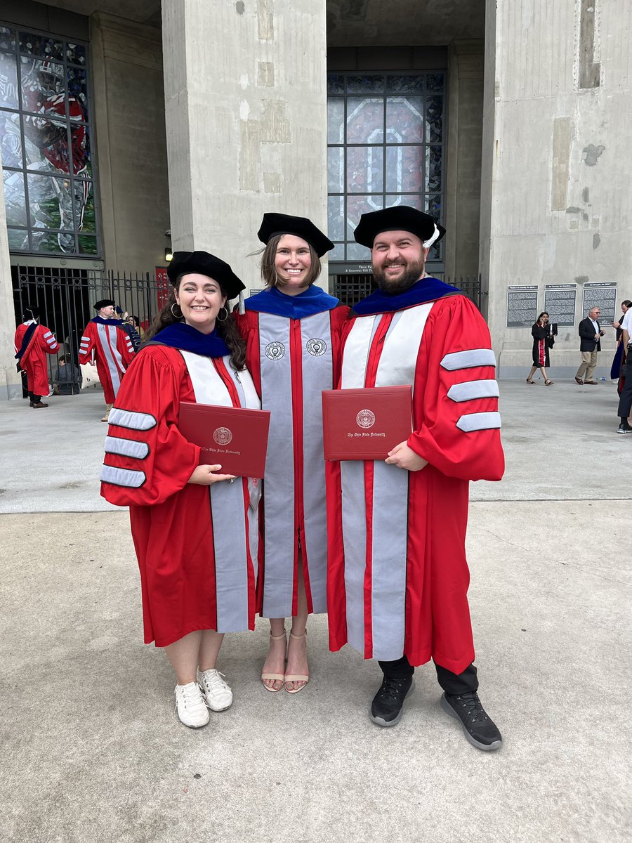 Yesterday was an exciting end to an incredible journey! Honored to have gotten our PhDs at OSU 🎉 #powercouple #WomenInSTEM #OhioState #phdlife