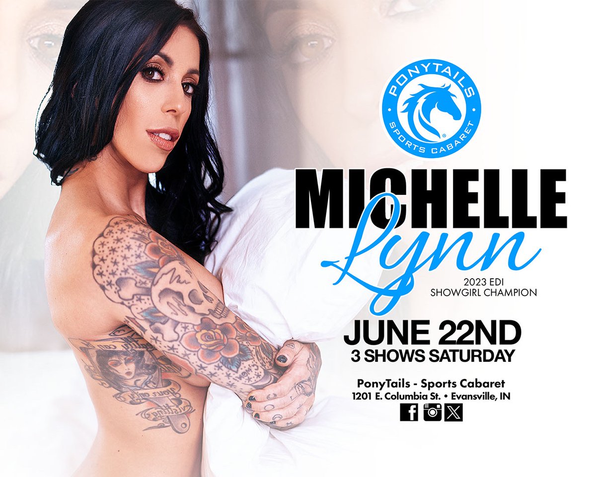 Come experience the incredible Michelle Lynn at Ponytails for one night only on June 22!
She's a truly sultry & amazing, award-winning feature entertainer! You don't want to miss this! 🤩 
.
.
.
#FeatureEntertainer #Aerialist #MichelleLynn #Ponytails #SportsCabaret #Evansville