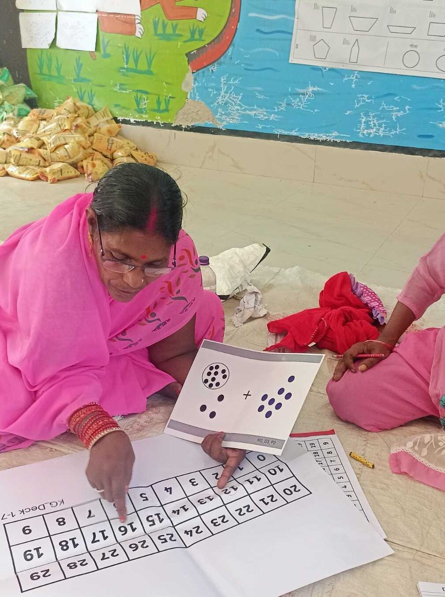 Last week, our Lucknow team completed sessions in 10 #Anganwadis on J-PAL SA's game-based #math curriculum 'Math Games for Every Child Counts'. Swipe to see how we played out games for building correspondence skills and spatial understanding with Anganwadi kids themselves!