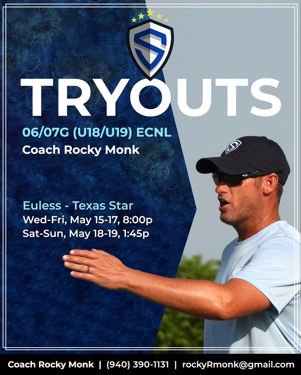 Sting Royal 07/06G ECNL (@stngroyal06ecnl) on Twitter photo Tryouts begin May 15th!
Any questions, please reach out to Coach Rocky Monk
rockyRmonk@gmail.com Tryouts begin May 15th!
Any questions, please reach out to Coach Rocky Monk
rockyRmonk@gmail.com