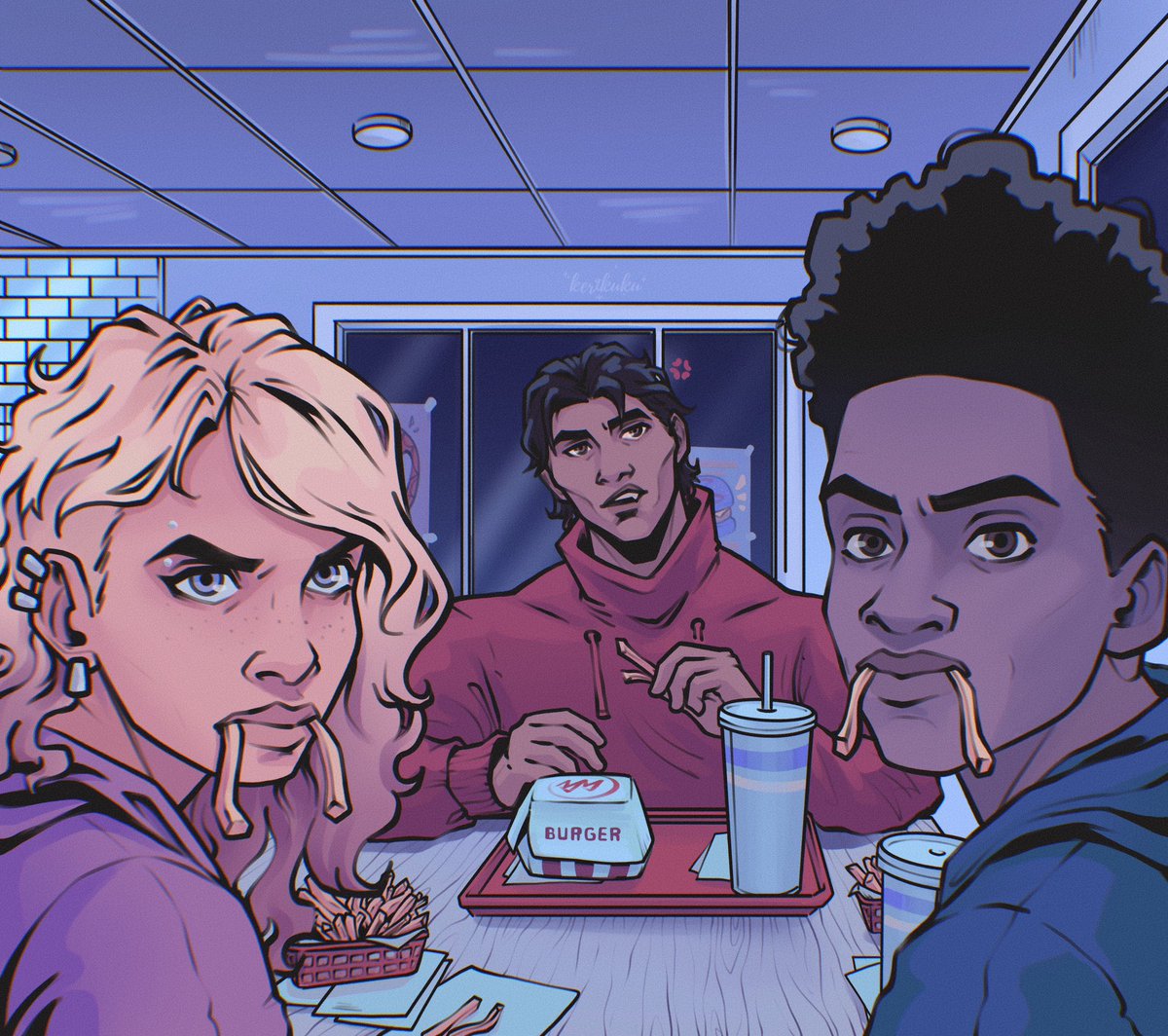 They seem to be mimicking Miguel 😁
#GwenStacy #MilesMorales #MiguelOHara #SpiderVerse