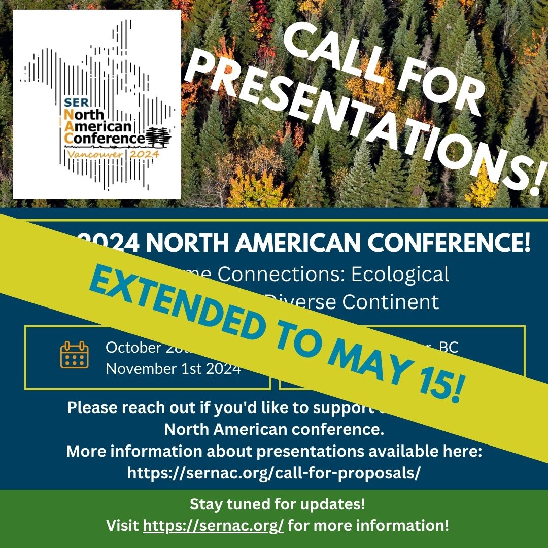 The Presentation Abstract Deadline has been EXTENDED to May 15th, 2024! Please share in your networks and visit sernac.org/call-for-propo… for more details! We are also looking for abstract reviewers! See the same link for more info! #restoration #restore #conference #bacc #yvr