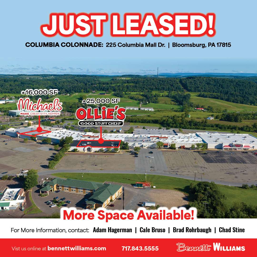 LEASED 💥 Bloomsburg, PA
☑ 25,000 SF of Retail Space
☑ Joining Planet Fitness, Aldi, Starbucks, & more!

❗Ollie's coming to Columbia Colonnade❗

 #justleased #retailspace #leasingdeals #shoppingcenter #bennettwilliamscommercial