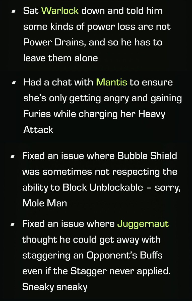 @MarvelChampions Whoever wrote these Sneaky/Funny Bug Fixes and Improvements, deserves a big SHOUTOUT