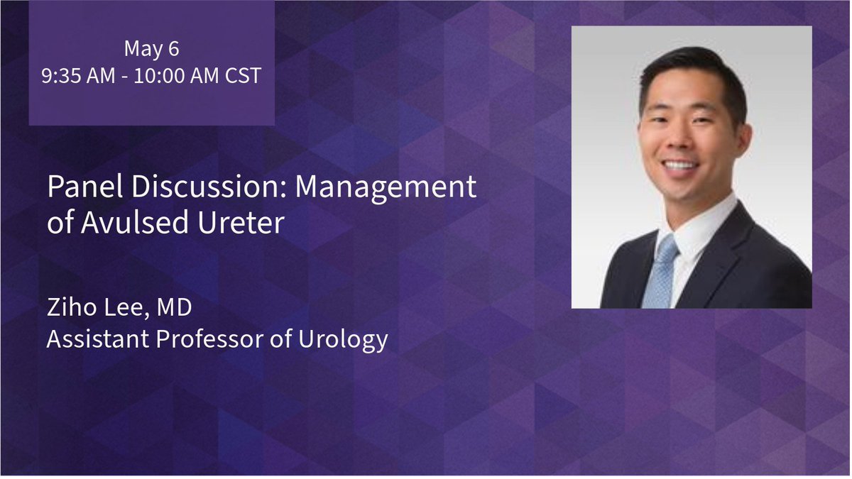 Ending our faculty presentations at #AUA24 is Ziho Lee, MD, who will be in the Stars at Night Ballroom discussing the management of avulsed ureters. This is a panel discussion you don't want to miss! @AmerUrological