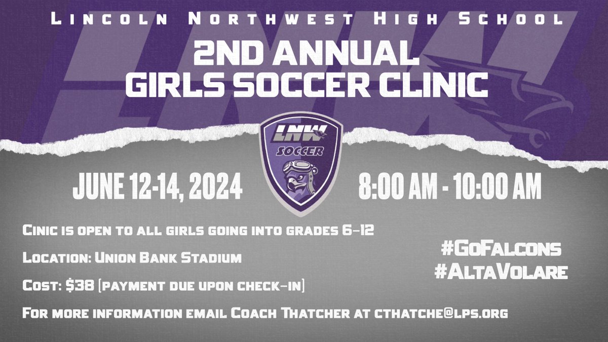 Friendly reminder about our 2024 Summer Soccer Clinic!
Payment due upon check-in
Sign up here: trst.in/aDUlDI 
#GoFalcons #AltaVolare