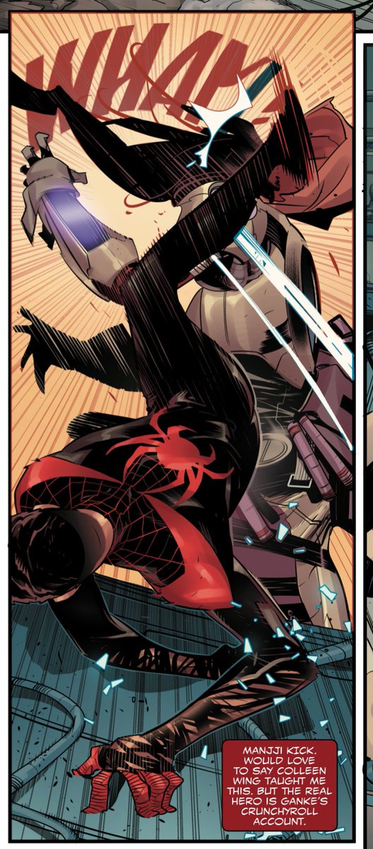 Hey @neumaverick & @Crunchyroll pals, you see this nod from a recent Miles Morales Spider-Man issue? (Also I recently finished & loved Solo Leveling. What should I watch next?)