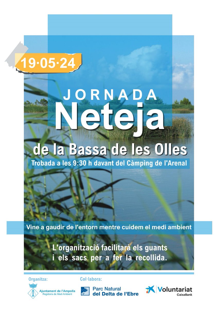 📅 ACTIVITATS - 11 de maig / Seawatch L'Ampolla. - 17 i 18 de maig / Open de pesca Curricà Costa C&R - 19 de maig / Jornada de neteja de la Bassa de les Olles + info activitats: bit.ly/3JTFEEK #lAmpolla #TerresdelEbre @terresebretur @catexperience