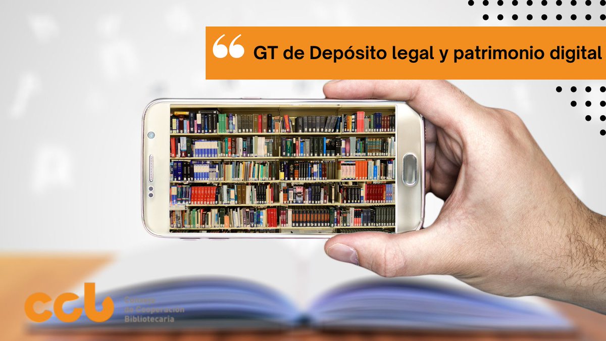 El GT de Depósito legal y #patrimonio digital tiene entre sus objetivos: 👩‍⚖️ Aprovechar las posibilidades de la nueva Ley 8/2022 🖥️ Poner en marcha el sistema de captura, archivo y preservación de los recursos digitales #ConoceCCB 👉 ccbiblio.es/estructura-del…