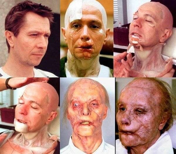 The transformative makeup process for Gary Oldman's character in Hannibal.