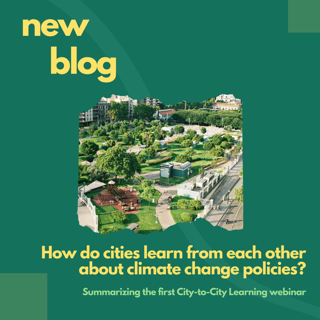 How do cities learn from each other about #climatechange policies? Our new blog summarizing the first webinar on city-to-city learning is out now! 
💡Read it here: lnkd.in/eK4JkSxE
🌍And register for tomorrow's webinar: lnkd.in/gpJFfUfd