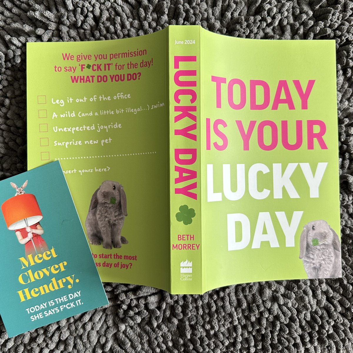 📚📮#BookPost📚📮 What would you do if you were given permission to say F☘️ck It for the day to everything? What would you do??? Clover Hendry gets exactly this chance in #LuckyDay by @BethMorrey Thank you to @HarperFiction for sending this proof 📖 #BookTwitter #Bookblogger