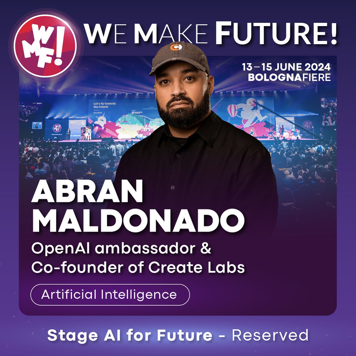 Abran Maldonado, OpenAI ambassador and co-founder of Create Labs, will be speaking about artificial intelligence and education on the AI for Future Stage at #WMF2024. Gain Access to all the WMF Reserved Stages only by purchasing the Full Ticket en.wemakefuture.it/ticket/