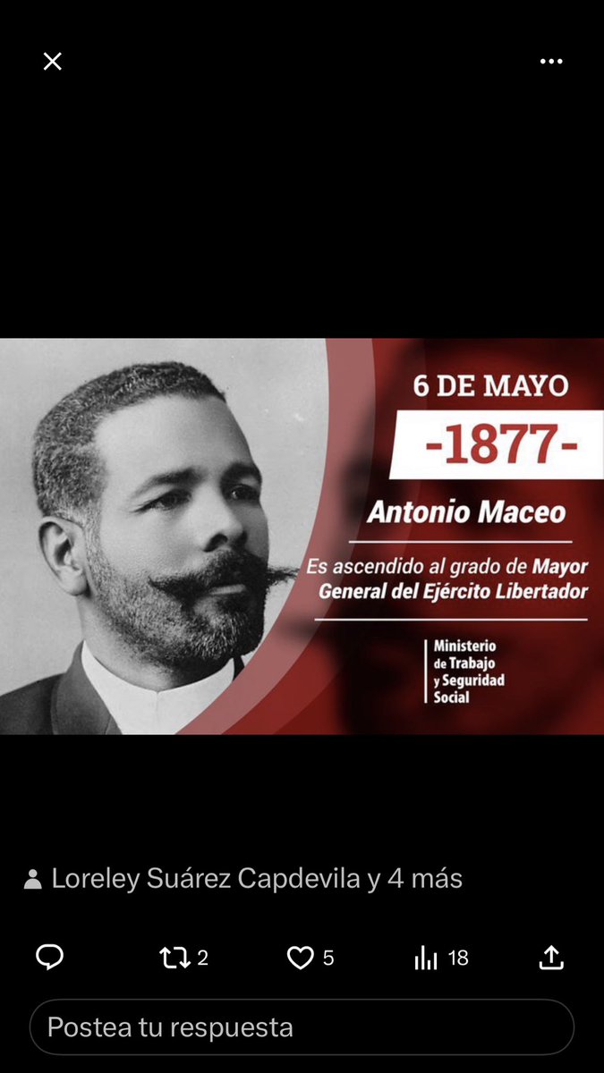 #CubaViveEnSuHistoria 
Antonio Maceo es ascendido al grado de mayor general del Ejército Libertador.#TenemosMemoria #EducacionManicaragua #EducacionVillaClara #CubaMined