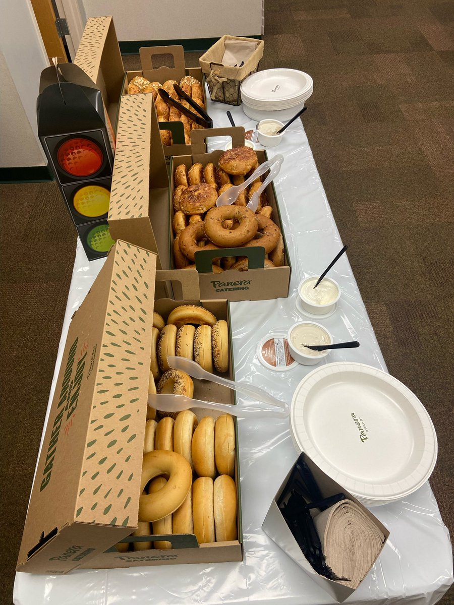 SCI_PTO's tweet image. For staff appreciation week we wanted the SCI staff to race through the month of May! Today we kicked off the week with bagels from Panera.