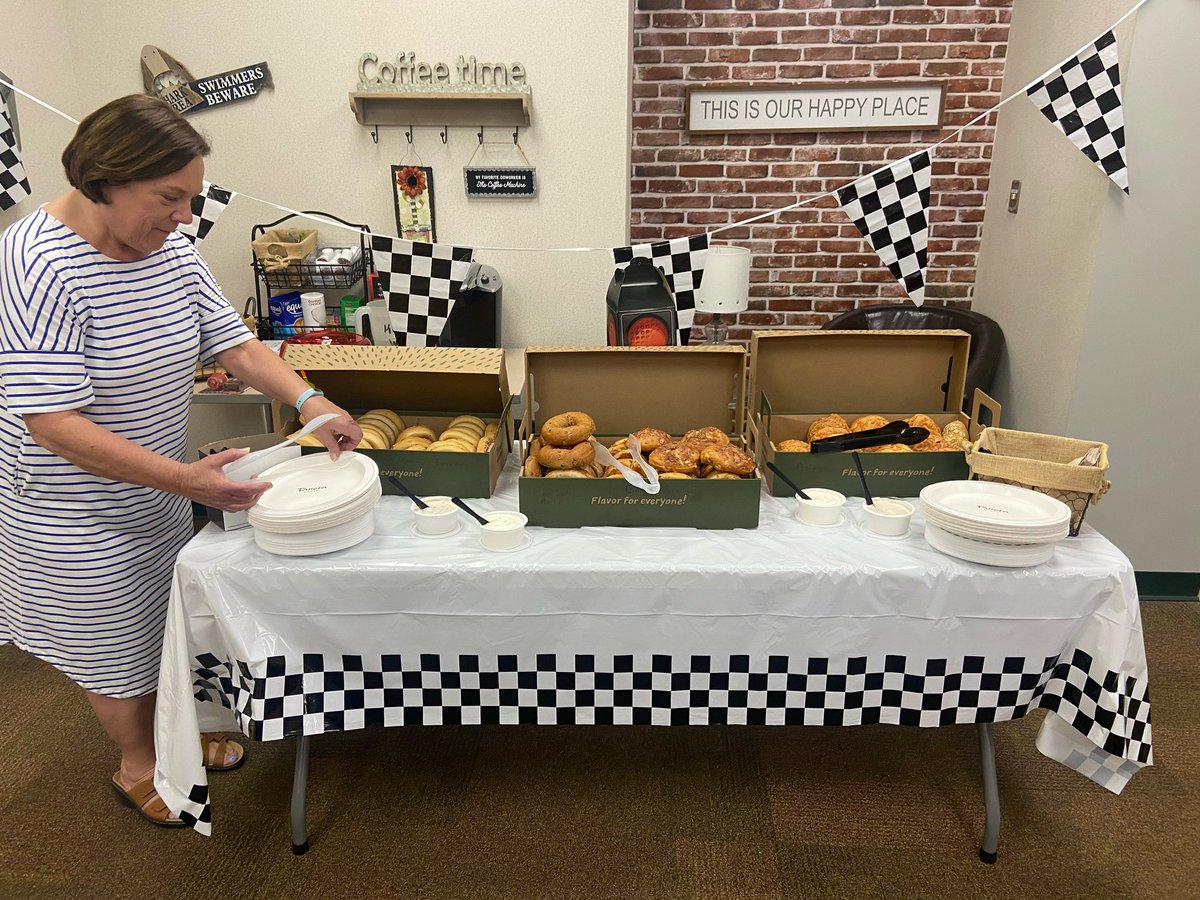 SCI_PTO's tweet image. For staff appreciation week we wanted the SCI staff to race through the month of May! Today we kicked off the week with bagels from Panera.