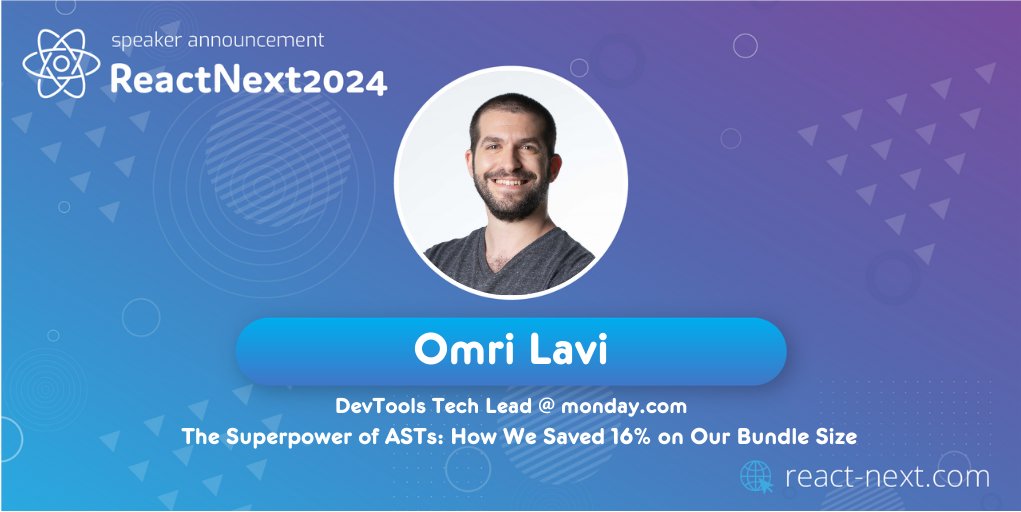 We are proud to announce that Omri Lavi, DevTools Tech Lead at @mondaydotcom will be speaking at #ReactNext '24! See the full agenda on react-next.com