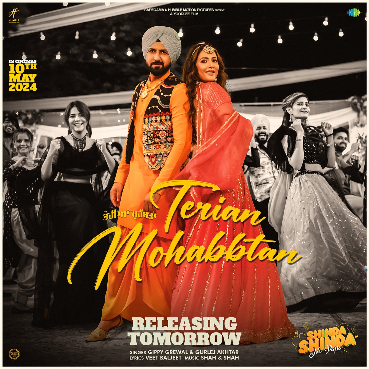 TERIAN MOHABBTAN Releasing Tomorrow 😍
Singer - @GippyGrewal @GurlejAkhtar  
Lyrics - @Veetbaljit1  
Music - @jatindershah10 
#ShindaShindaNoPapa 
Shinda Shinda No Papa in cinemas on 10th May