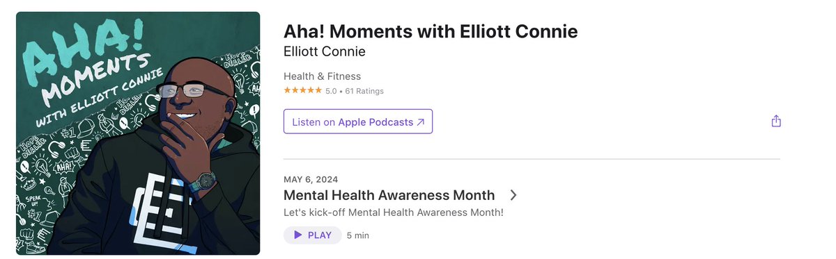 I'm talking about Mental Health Awareness Month this week on my daily podcast, Aha! Moments! podcasts.apple.com/us/podcast/aha…