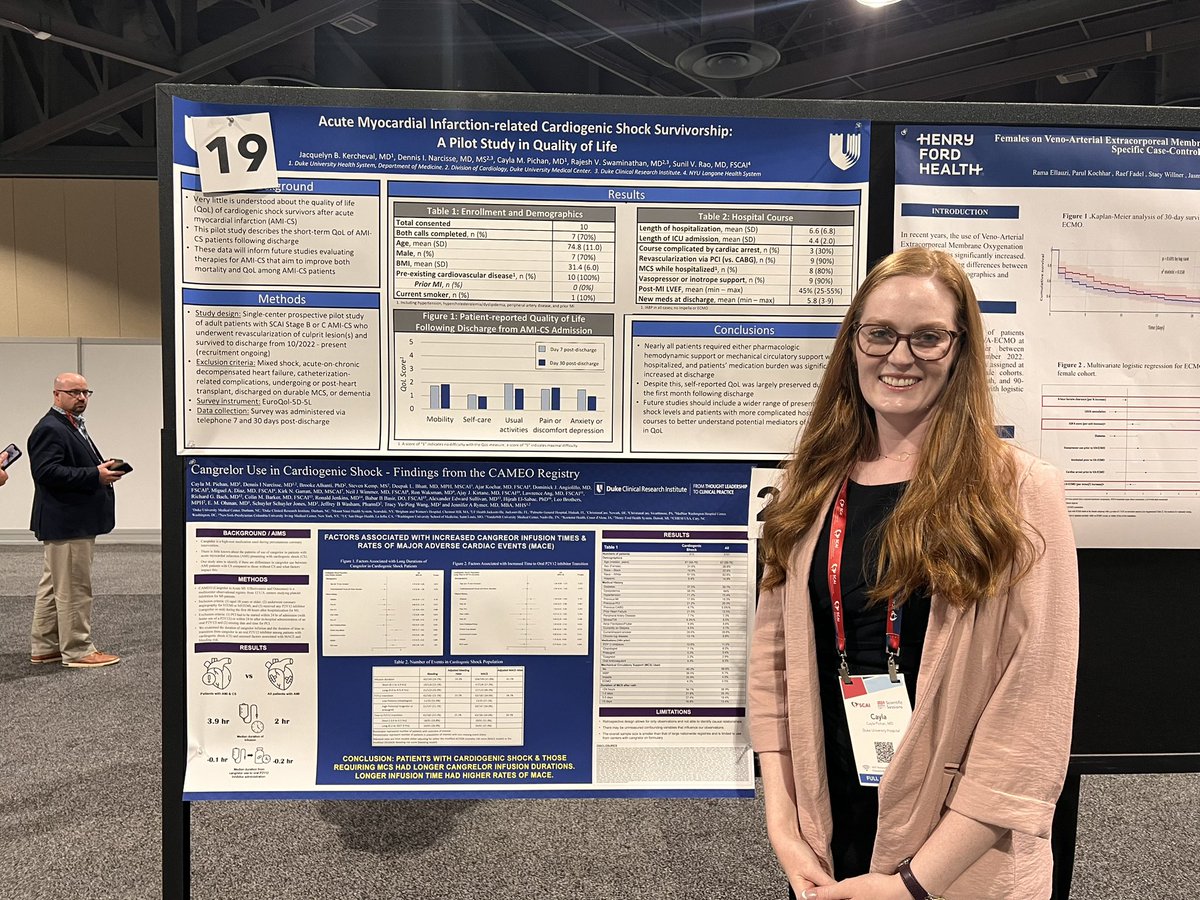 Dennis Narcisse (@dnarcissemd) on Twitter photo So proud of superstar resident and future cardiologist <a href="/CaylaPichan/">Cayla Pichan, MD</a> for presenting our TWO projects at <a href="/SCAI/">SCAI</a> in AMI complicated by cardiogenic shock!
A++ mentorship team: <a href="/SVRaoMD/">Sunil V. Rao</a> <a href="/RVSwaminathanMD/">Rajesh V Swaminathan</a> @jennifer_rymer <a href="/AimeeZaas/">Dr. AimeeZaasDukeIMPD</a> <a href="/IMResidencyDuke/">Duke IM Residency</a> <a href="/JackieKercheval/">Jackie Kercheval, MD</a> So proud of superstar resident and future cardiologist <a href="/CaylaPichan/">Cayla Pichan, MD</a> for presenting our TWO projects at <a href="/SCAI/">SCAI</a> in AMI complicated by cardiogenic shock!
A++ mentorship team: <a href="/SVRaoMD/">Sunil V. Rao</a> <a href="/RVSwaminathanMD/">Rajesh V Swaminathan</a> @jennifer_rymer <a href="/AimeeZaas/">Dr. AimeeZaasDukeIMPD</a> <a href="/IMResidencyDuke/">Duke IM Residency</a> <a href="/JackieKercheval/">Jackie Kercheval, MD</a>