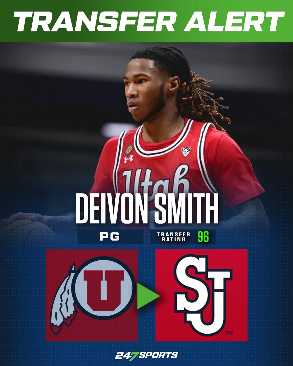 Utah transfer Deivon Smith, the No. 12 overall transfer in the portal, has officially committed to St. John’s. Perfect pairing with Rick Pitino. Explosive and electric guard that can stuff a stat sheet and can be an elite defender. 247sports.com/player/deivon-…