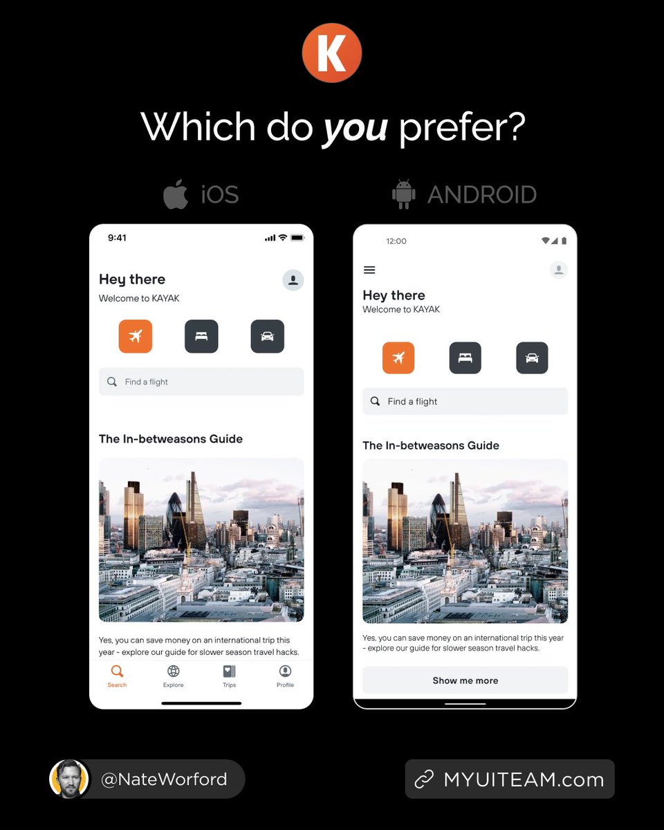 Which do you prefer? iOS or Android?

#uidesign #uxui #android #ios #androidapp #iosapp